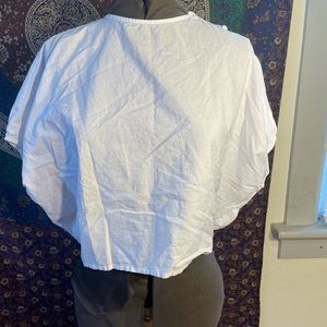 ZARA white butterfly sleeve button detail cotton top size small